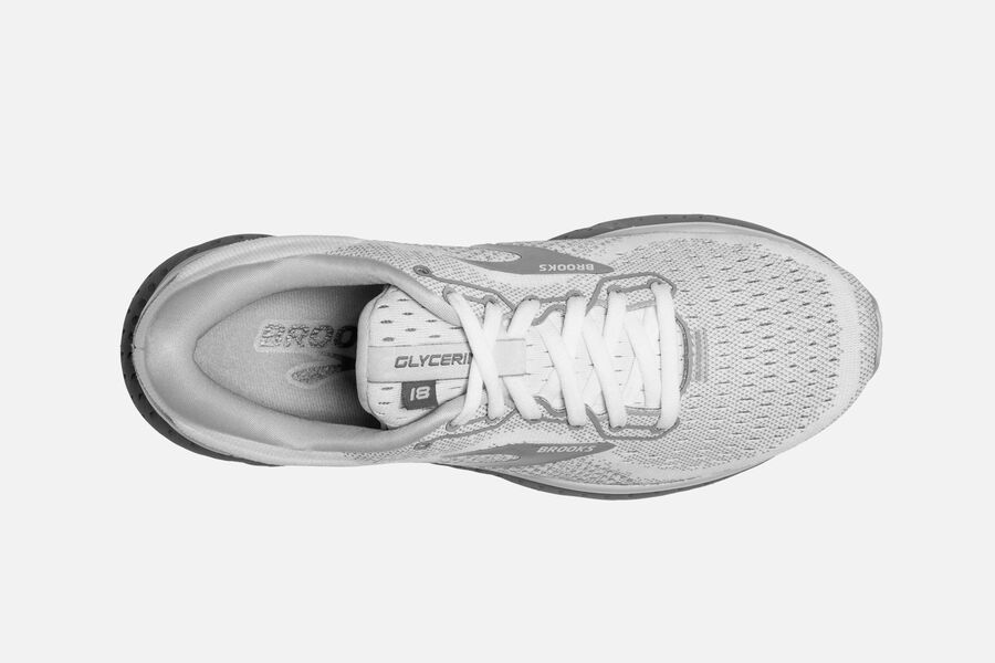 Brooks Glycerin 18 Road Running Shoes - Womens - White/Grey - CS6501924